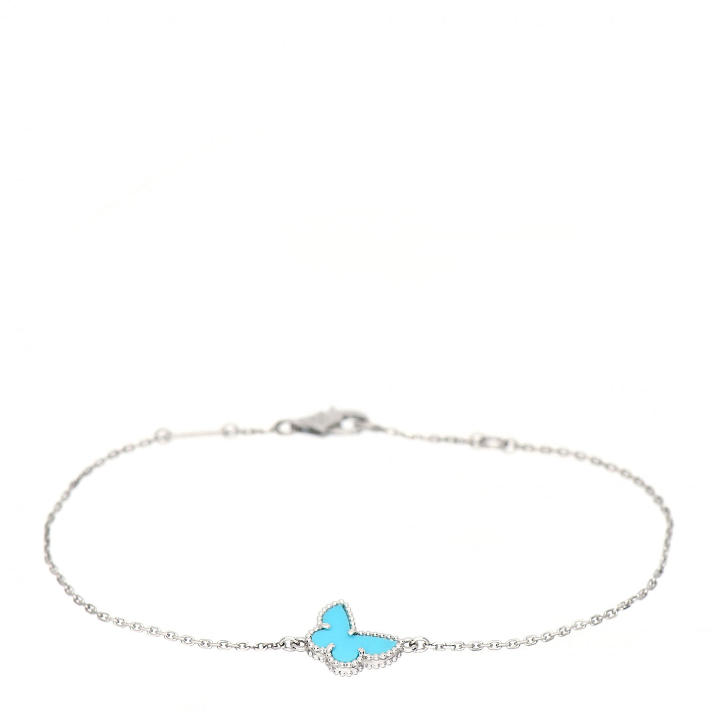 18K White Gold Turquoise Sweet Alhambra Butterfly Bracelet