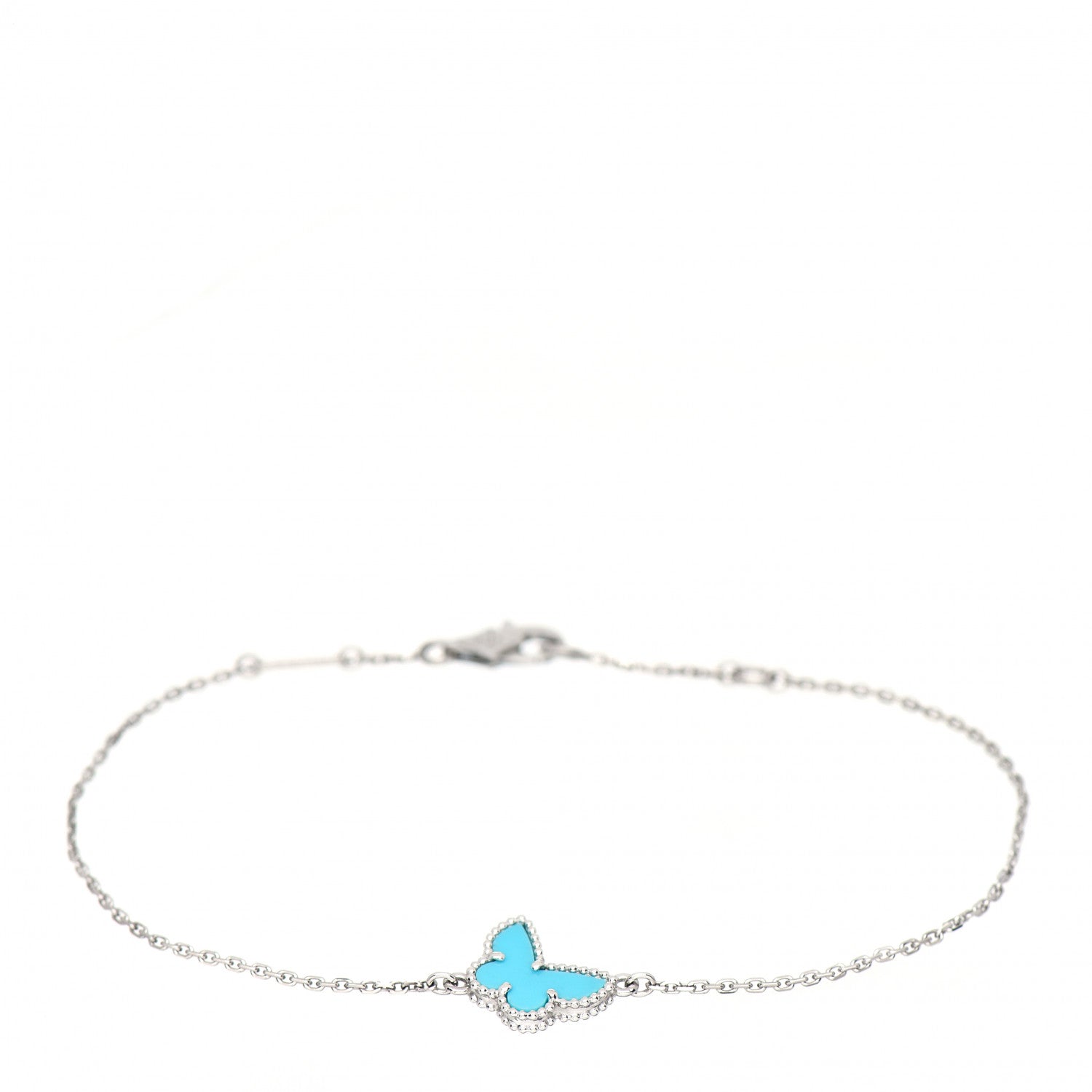 Van Cleef & Arpels 18K White Gold Turquoise Sweet Alhambra Butterfly Bracelet 1 of 5