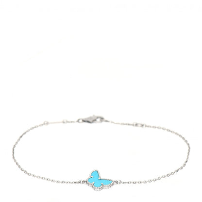 Van Cleef & Arpels 18K White Gold Turquoise Sweet Alhambra Butterfly Bracelet 1 of 5