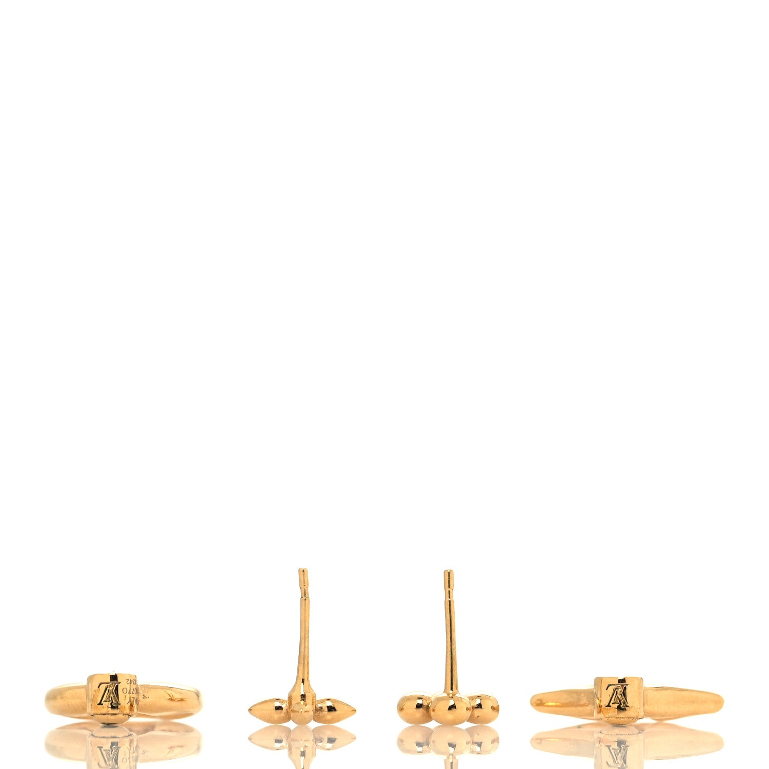 Louis Vuitton Metal LV Flowergram Earrings Gold 3 of 4
