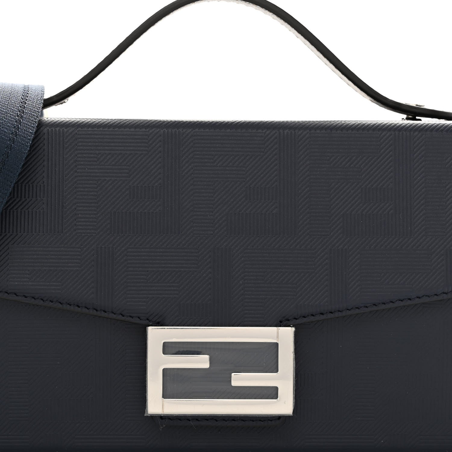 Fendi Vitello King FF Lines Embossed Baguette Soft Trunk Midnight 7 of 9