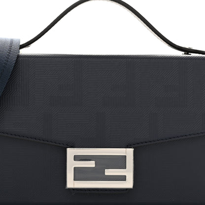 Fendi Vitello King FF Lines Embossed Baguette Soft Trunk Midnight 7 of 9