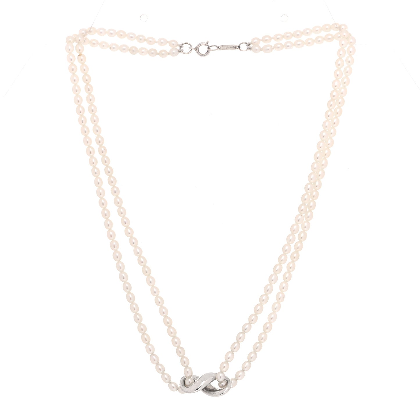 Sterling Silver Pearl Figure 8 Necklace