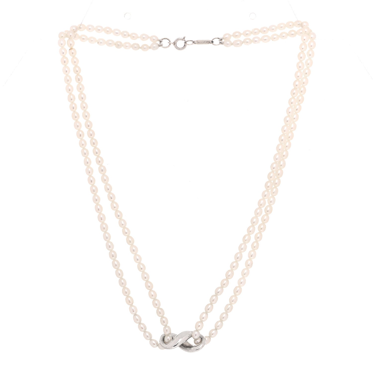 Tiffany Sterling Silver Pearl Figure 8 Necklace 6 of 12