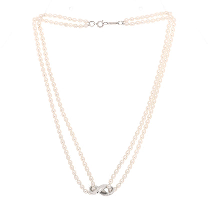 Tiffany Sterling Silver Pearl Figure 8 Necklace 6 of 12