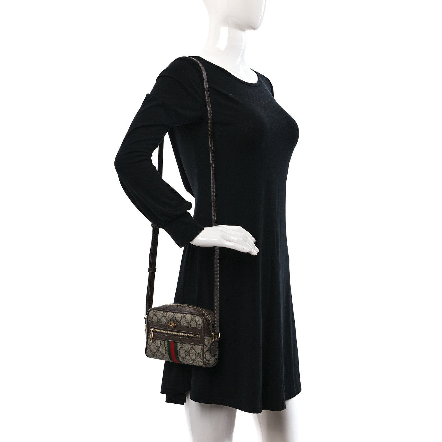 Gucci GG Supreme Monogram Web Mini Ophidia Shoulder Bag Brown 2 of 10