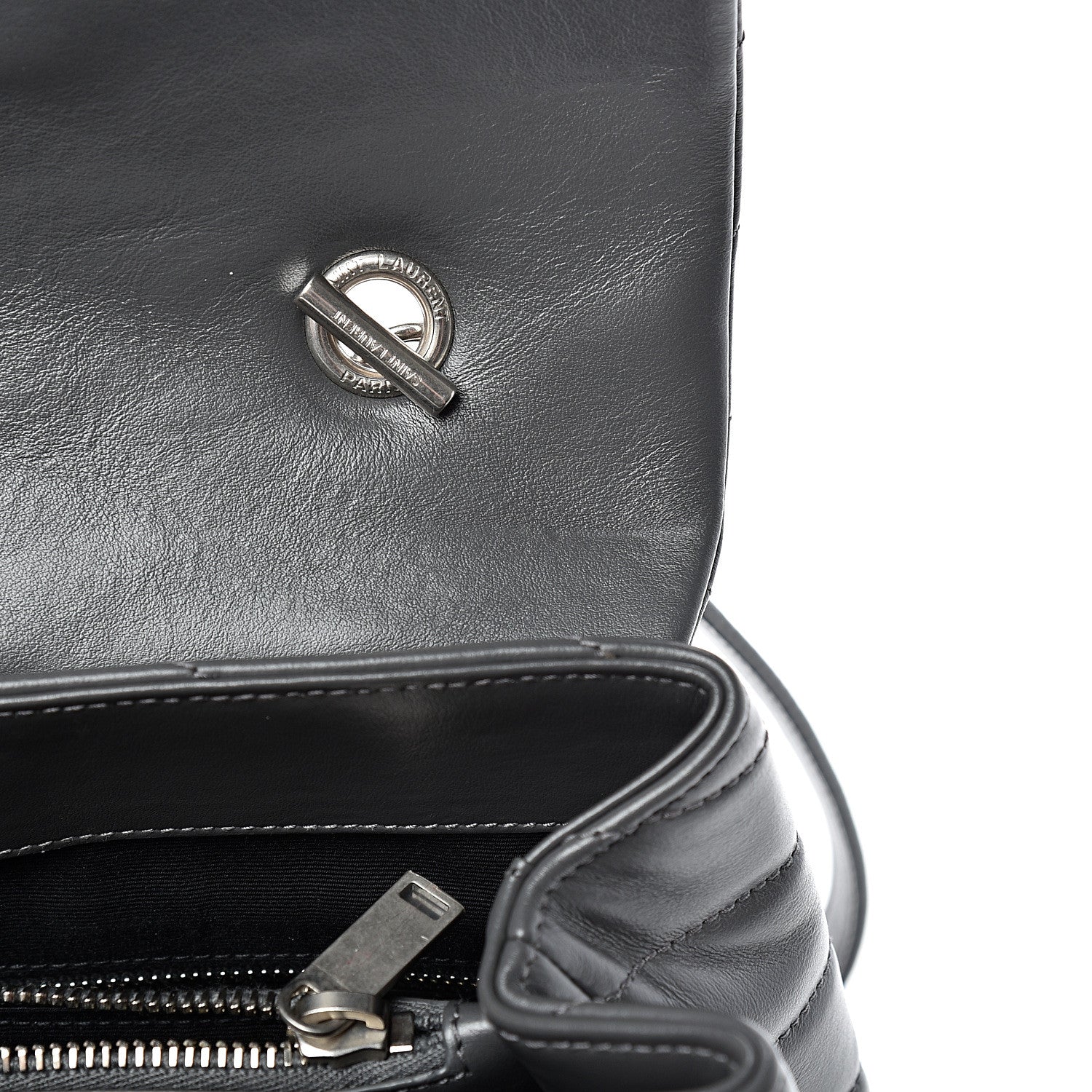Saint Laurent Calfskin Y Quilted Monogram Medium Loulou Satchel Kaki Fonce 11 of 14