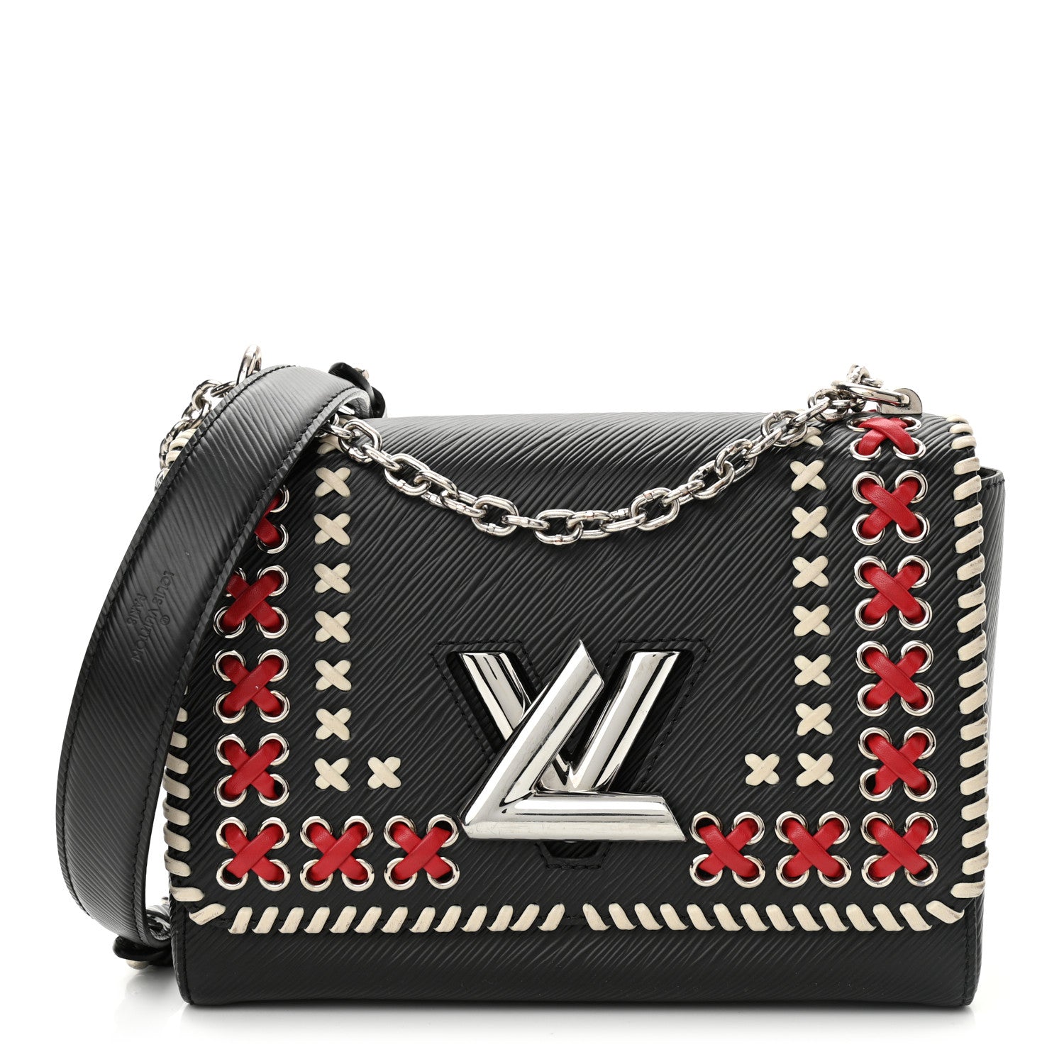 Louis Vuitton Epi Embroidered Twist Shoulder Bag MM Black 1 of 10