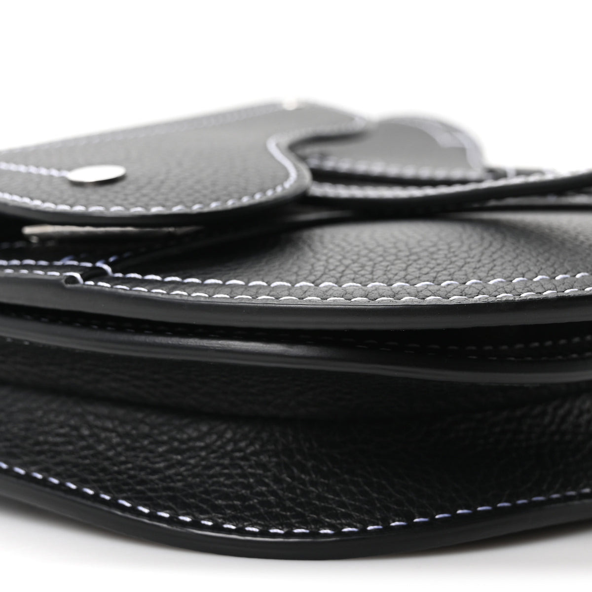 X KAWS Grained Calfskin Saddle Pouch Black