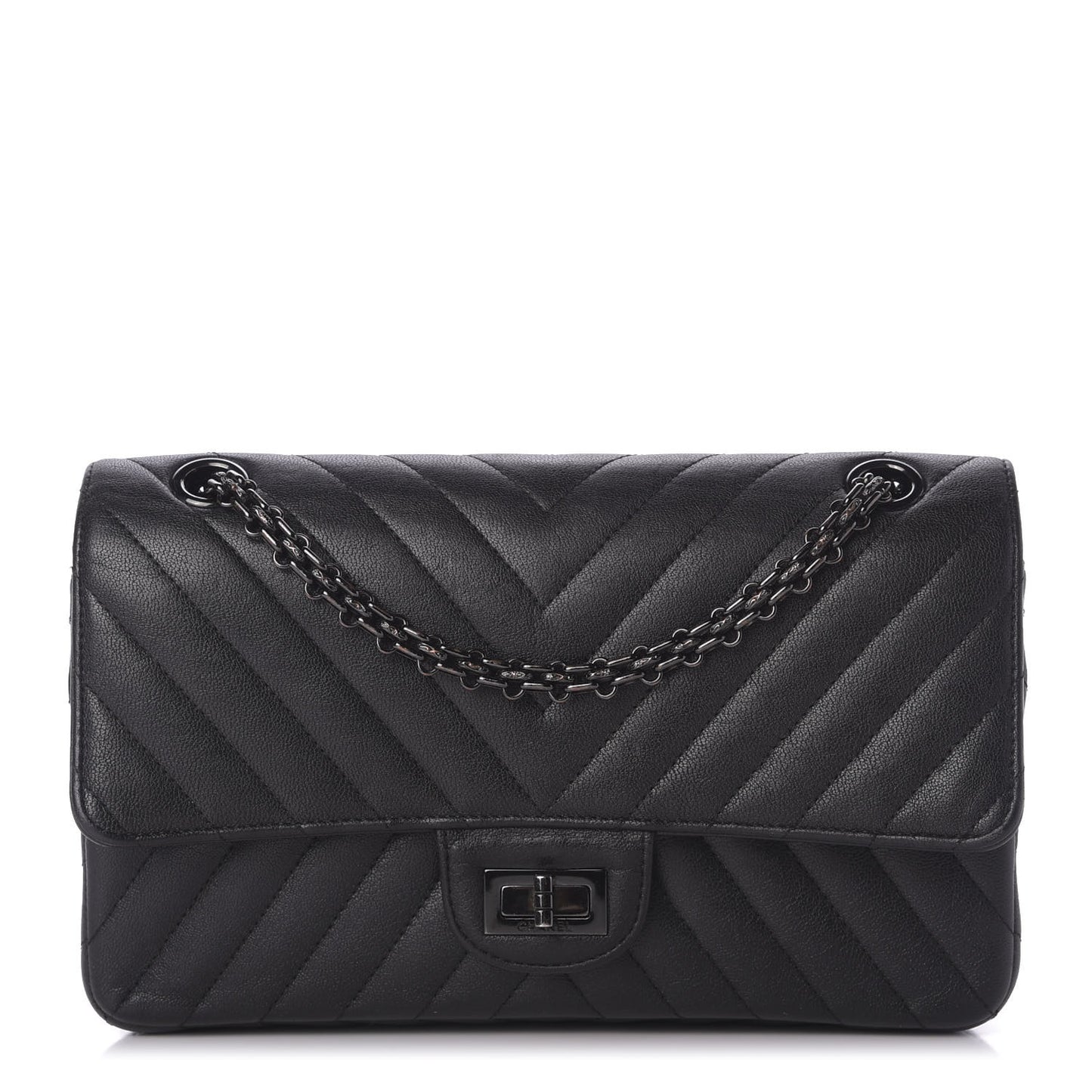 Sheepskin Chevron Quilted 2.55 Reissue 225 Double Flap So Black