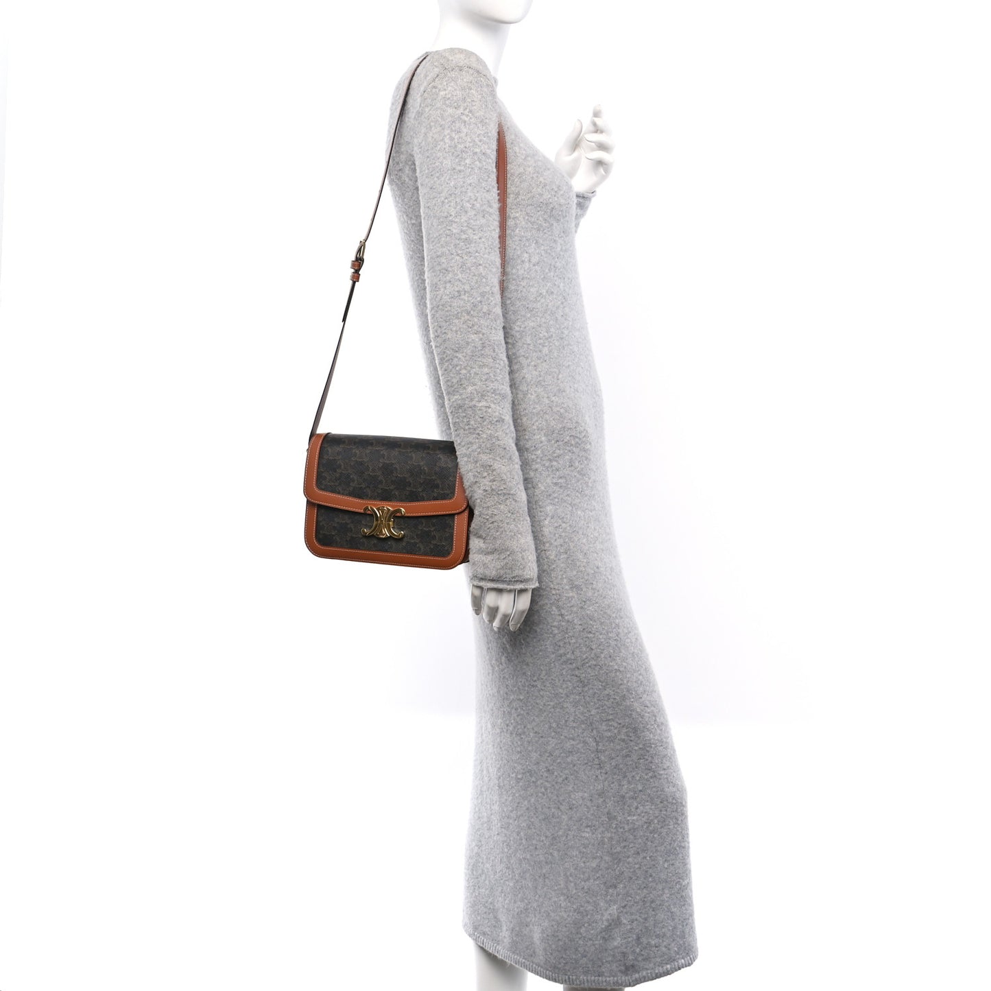 Triomphe Canvas Calfskin Medium Triomphe Bag Tan