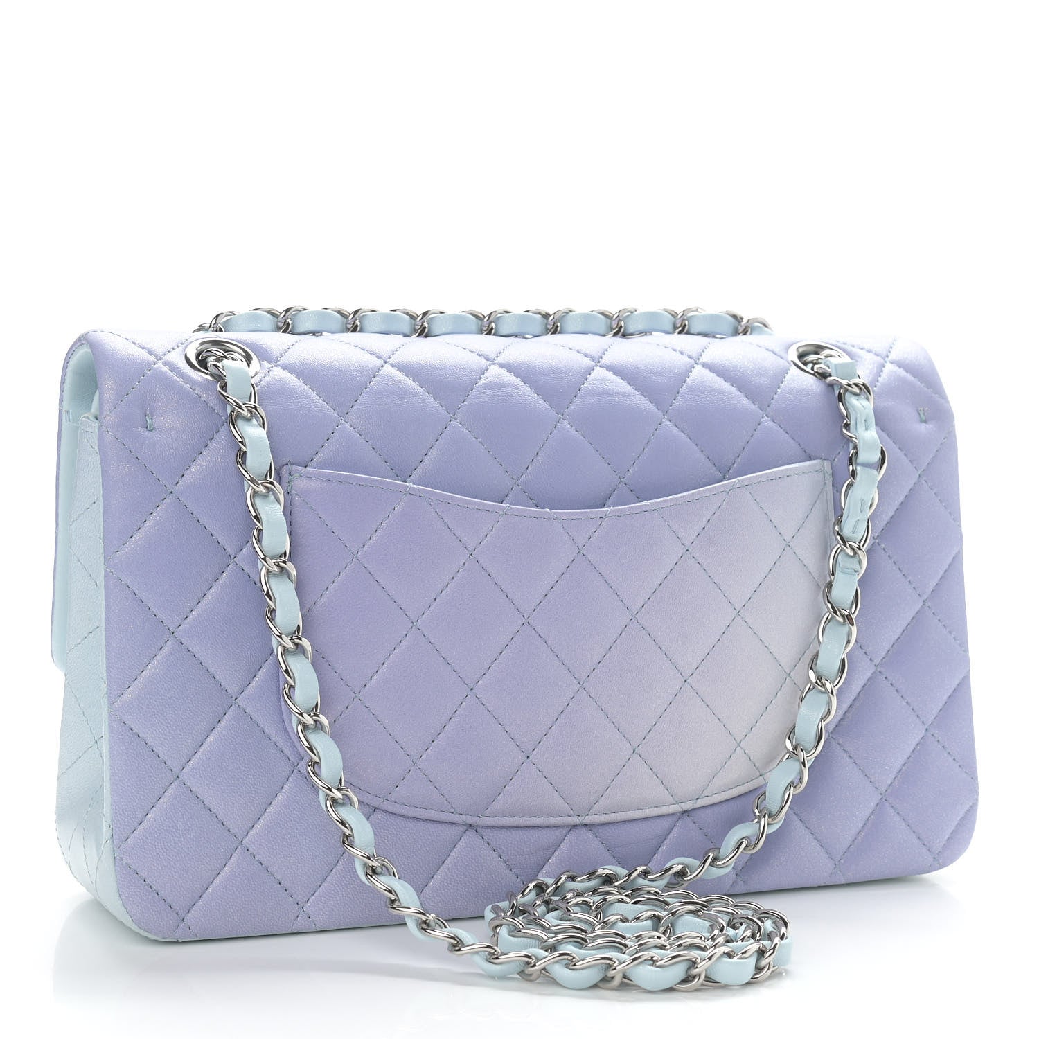 Chanel Perforated Lambskin Quilted Medium Double Flap Light Blue Light Purple White 3 of 11