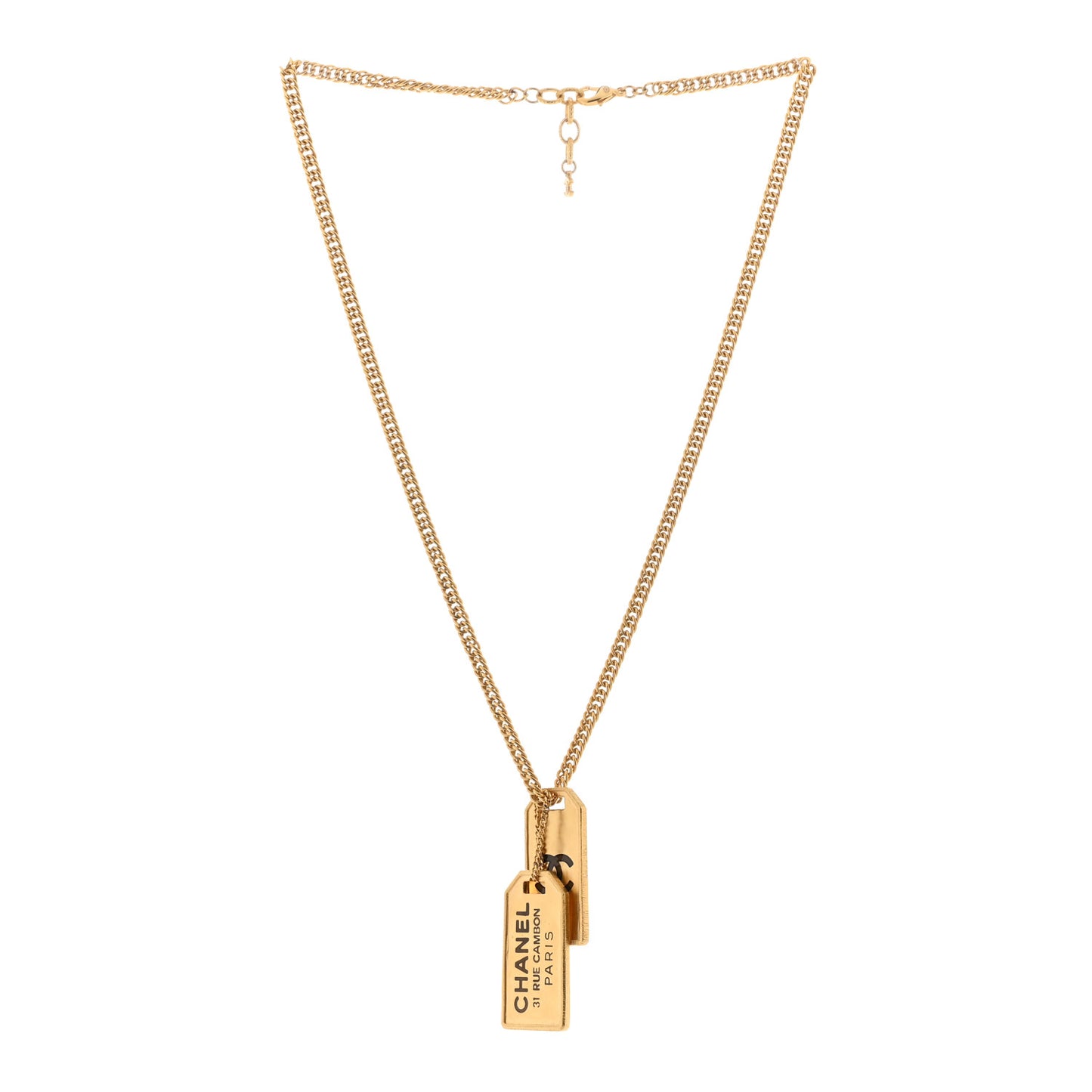 ID Dog Tag Charm Necklace Gold