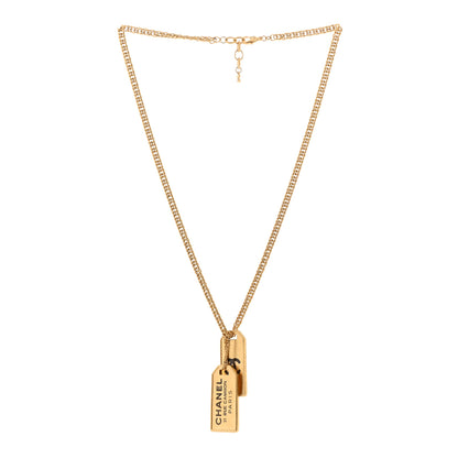 Chanel ID Dog Tag Charm Necklace Gold 3 of 5