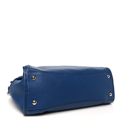 Prada Vitello Daino Shopping Satchel Blue 4 of 10