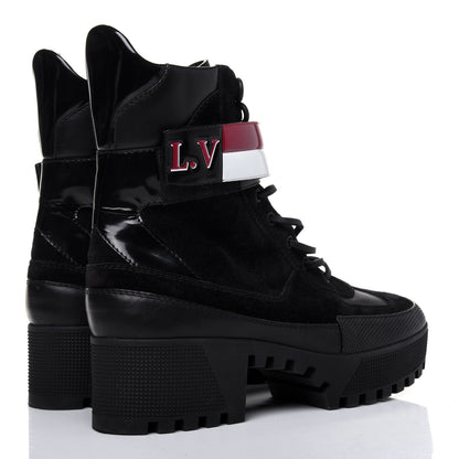 Louis Vuitton Suede Calfskin Laureate Platform Desert Boots 40 Black 4 of 11