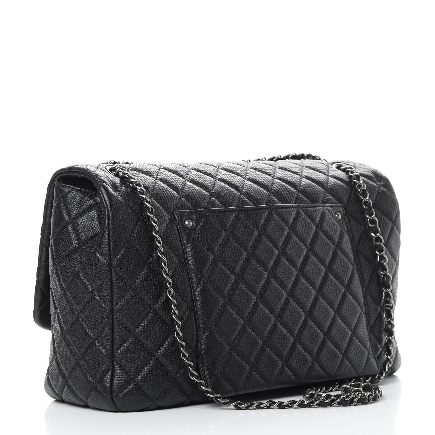 Chanel Grained Calfskin Quilted Small XXL Travel Flap Bag Black 4 of 11