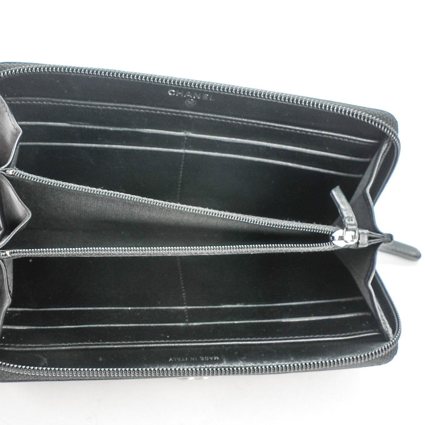 Lambskin Quilted Boy Zip Around Wallet Black