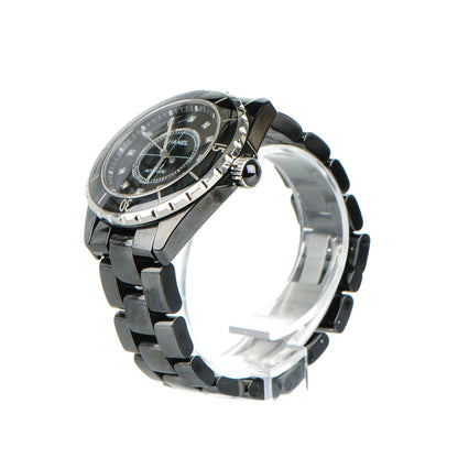 Chanel Stainless Steel Ceramic Diamond 38mm J12 Automatic Watch Black 3 of 8