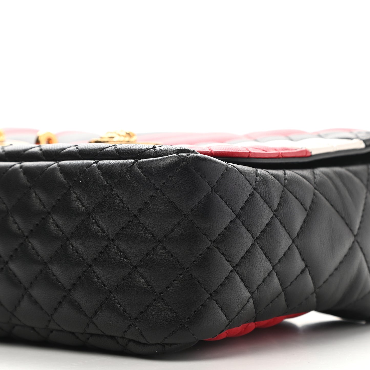 Nappa Quilted Icon Stripe Crossbody Bag Black Red White