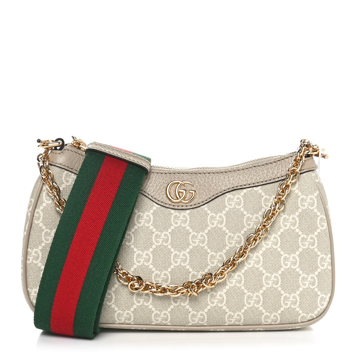 GG Supreme Monogram Textured Dollar Calfskin Web Small Ophidia GG Handbag Beige Mystic White Oatmeal
