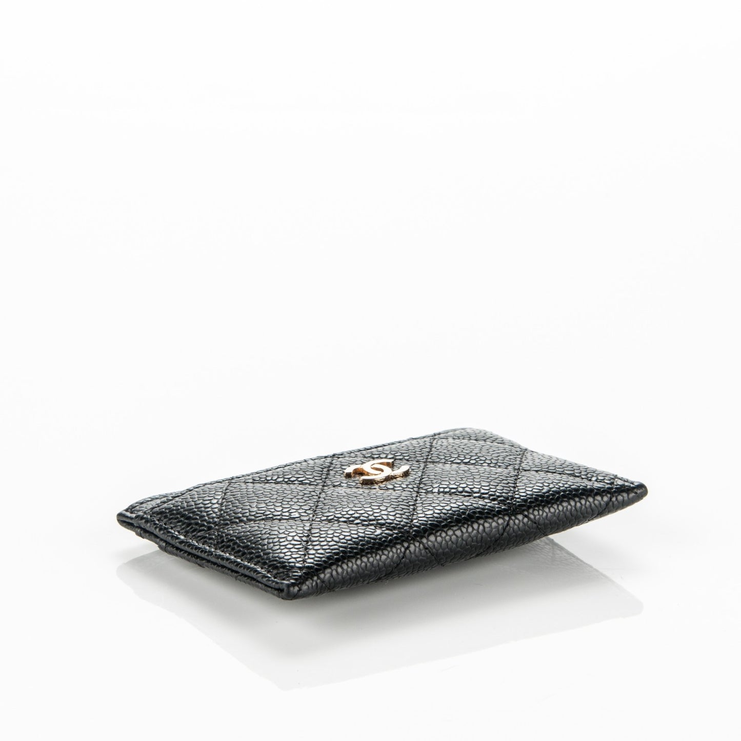 Caviar Quilted Card Holder Black