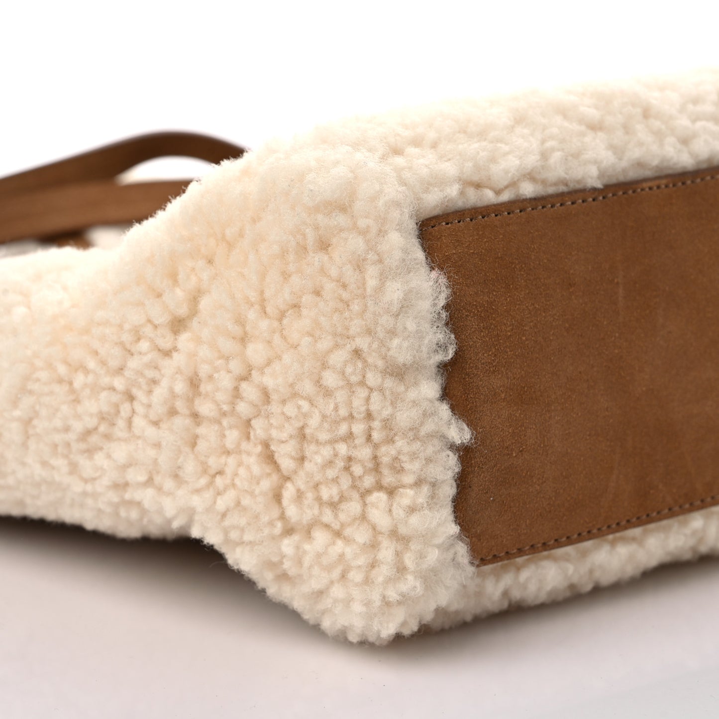 X UGG Suede Shearling Medium Shopping Bag Natural