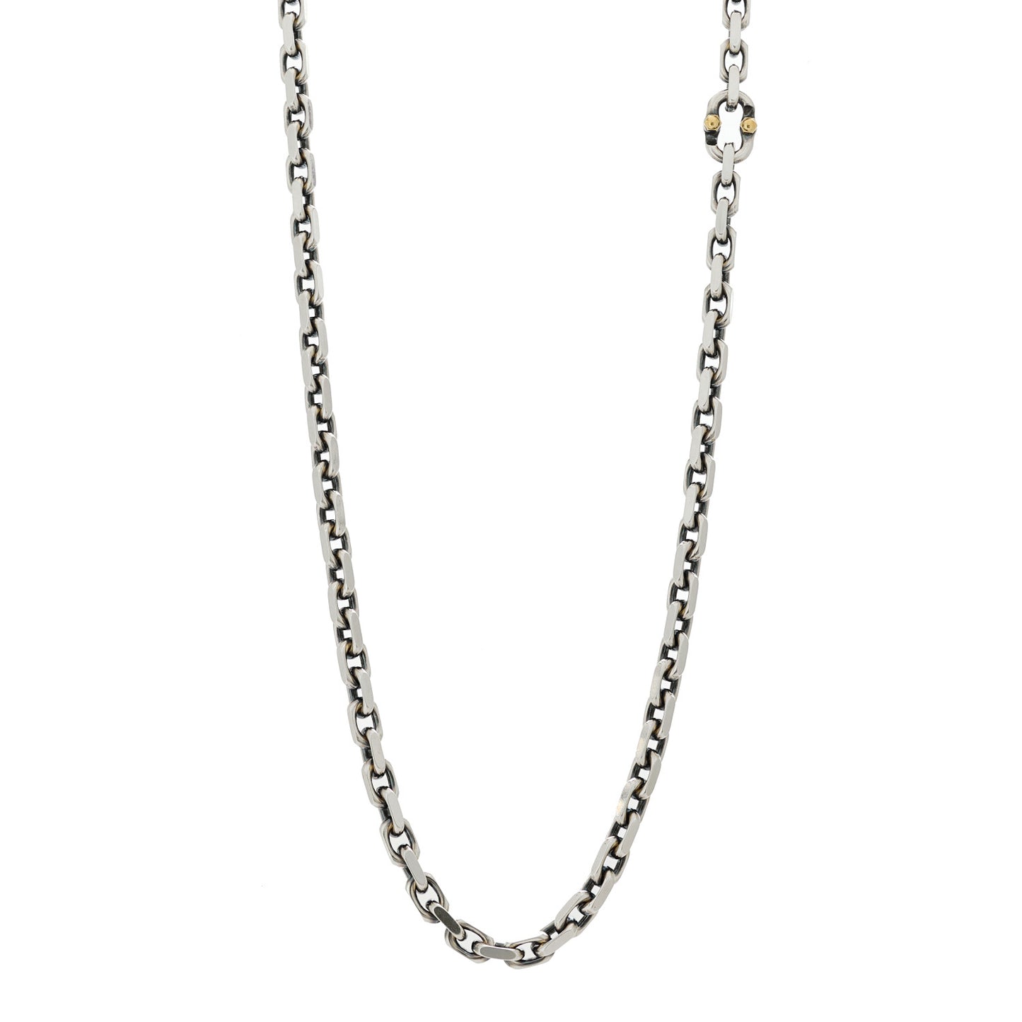 Sterling Silver 18K Yellow Gold Makers Chain Necklace 24"