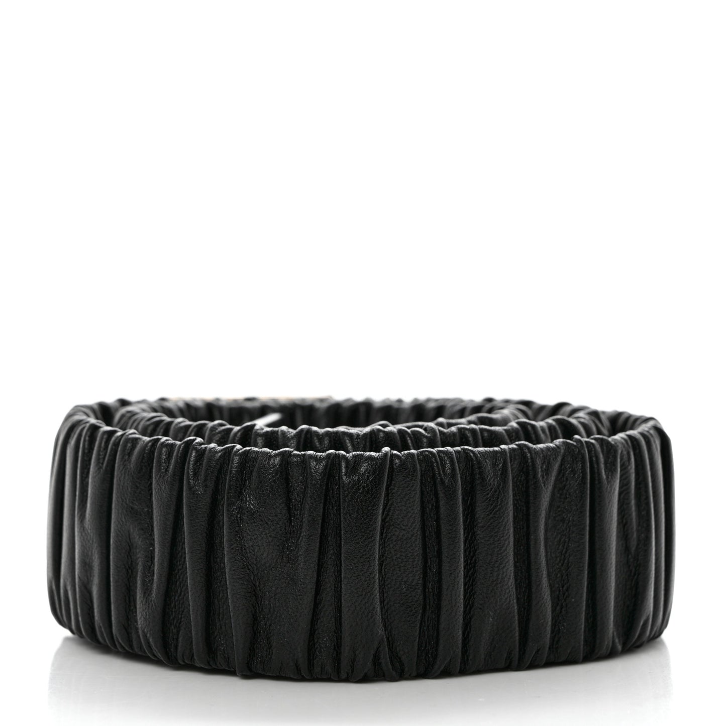 Lambskin Ruched Turn Lock CC Belt 80 32 Black