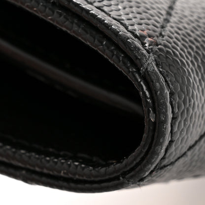 Saint Laurent Grain De Poudre Matelasse Chevron Monogram Flap Wallet Black 10 of 10