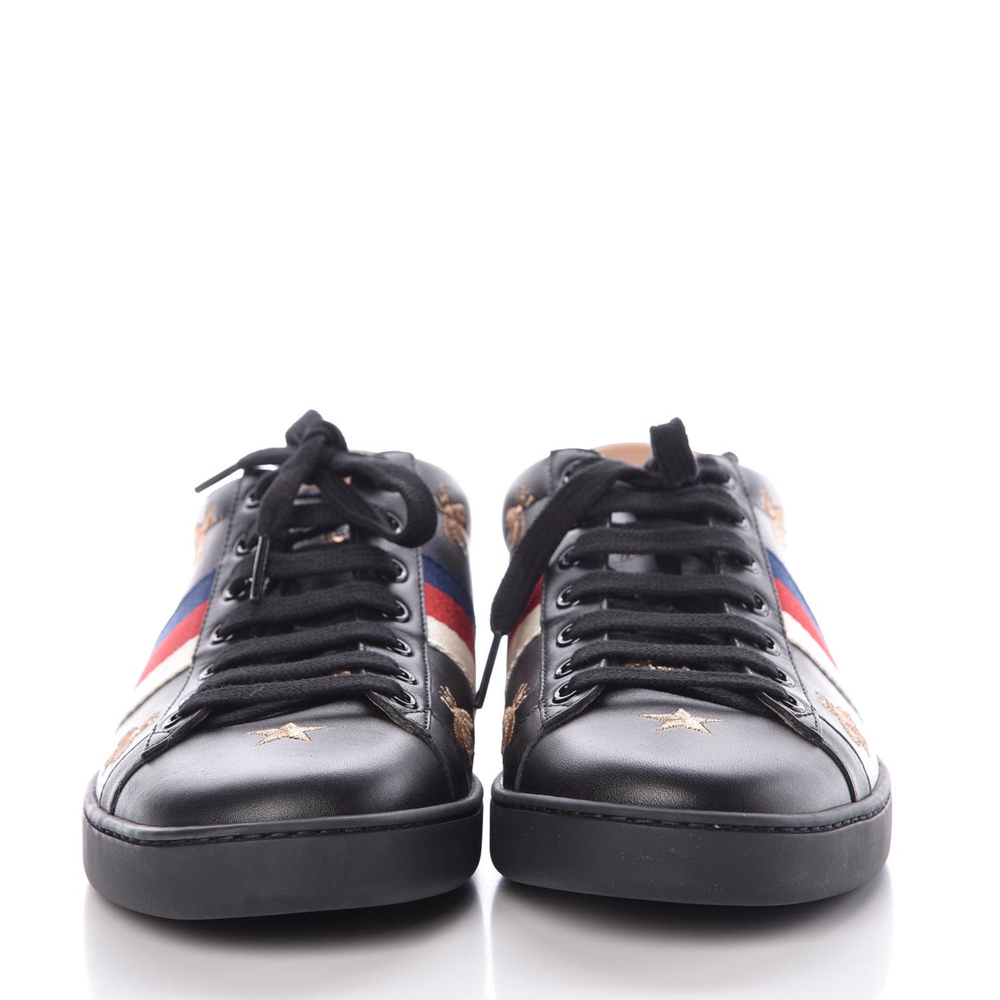 Calfskin Web Bee Star Embroidered Womens Sylvie Web Ace Sneakers 39.5 Black