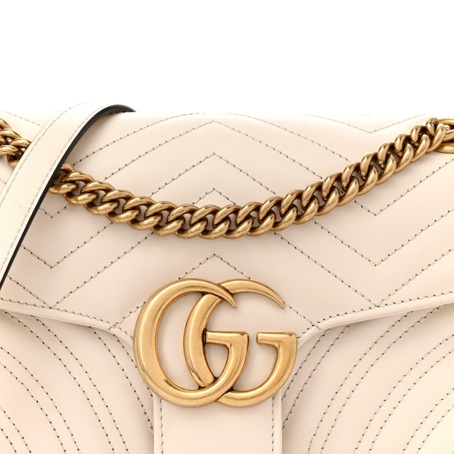Gucci Calfskin Matelasse Small GG Marmont Shoulder Bag White 8 of 12