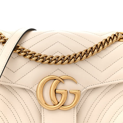 Gucci Calfskin Matelasse Small GG Marmont Shoulder Bag White 8 of 12