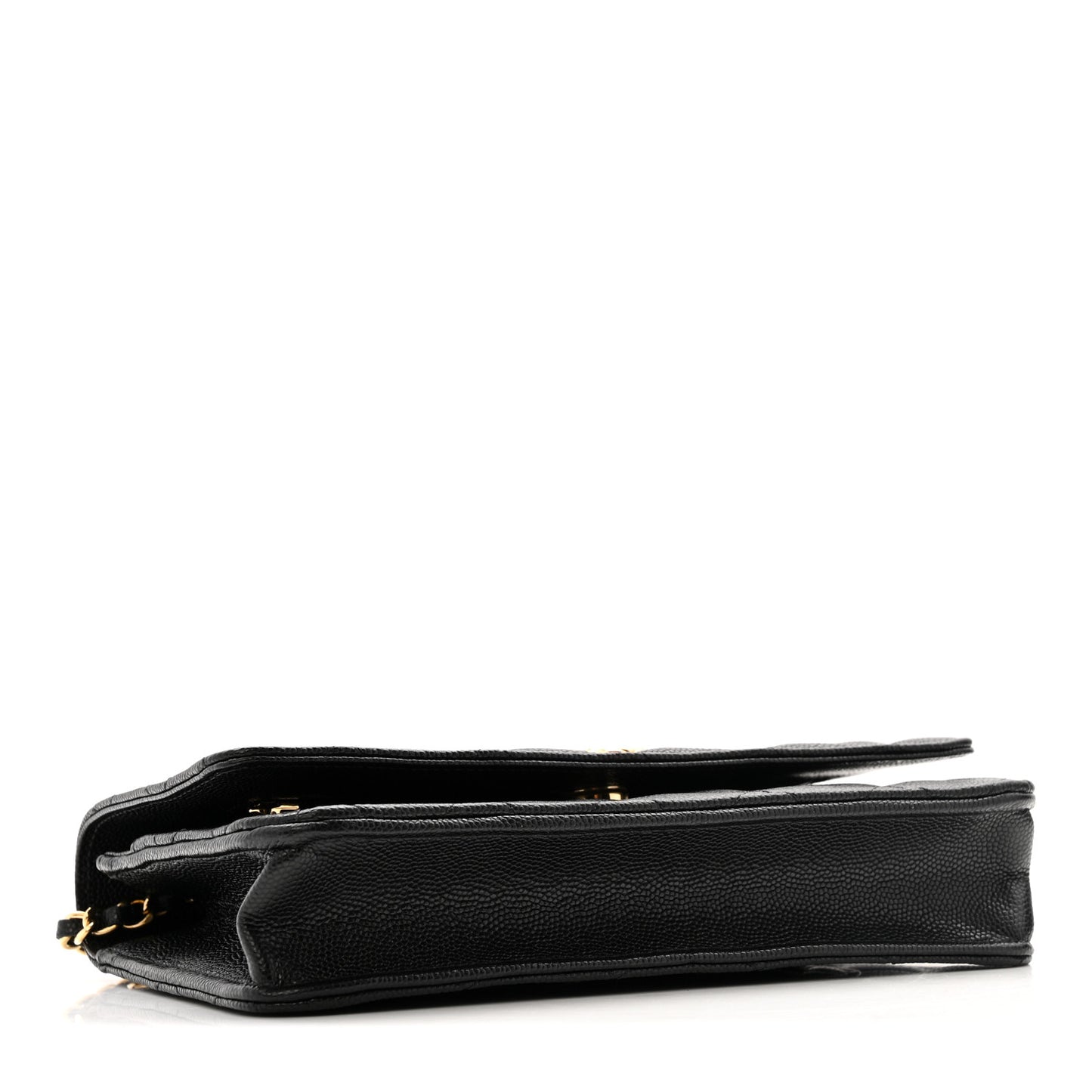 Caviar Quilted Textured CC Wallet On Chain WOC Black