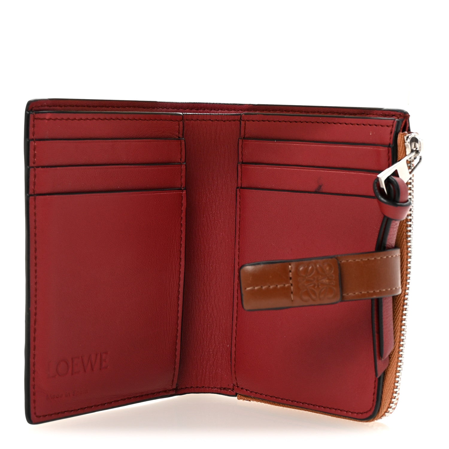 Loewe Grained Calfskin Anagram Embossed Slim Zip Bi-Fold Wallet Caramel Pecan 5 of 6