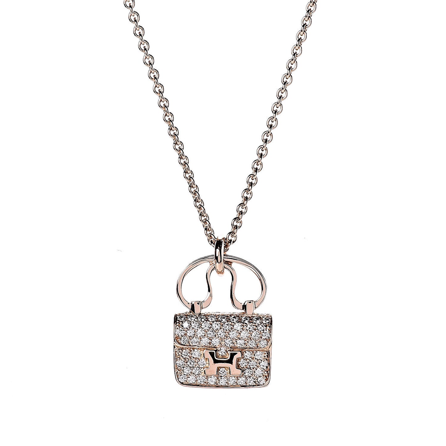 18K Rose Gold Diamond Constance Amulette Pendant Necklace