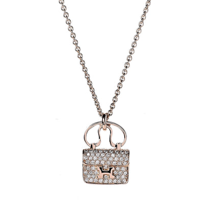 Hermes 18K Rose Gold Diamond Constance Amulette Pendant Necklace 4 of 7