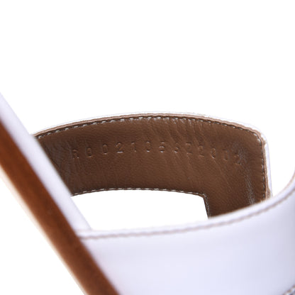 Hermes Box Calfskin Oran Sandals 37 White 10 of 11