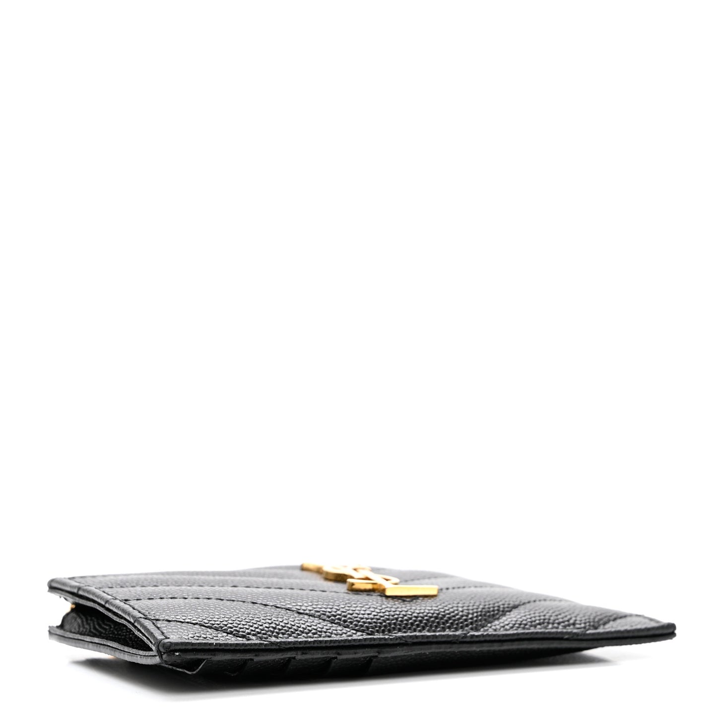 Grain De Poudre Matelasse Chevron Monogram Fragments Zippered Card Case Black