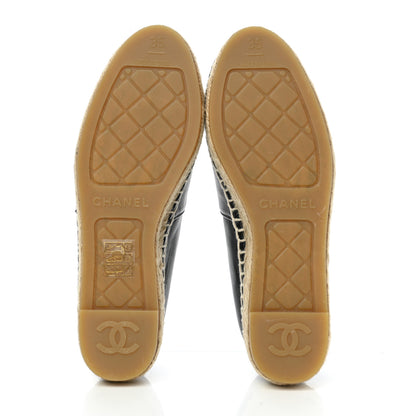 Chanel Lambskin CC Espadrilles 35 Black White Dark Grey 5 of 9