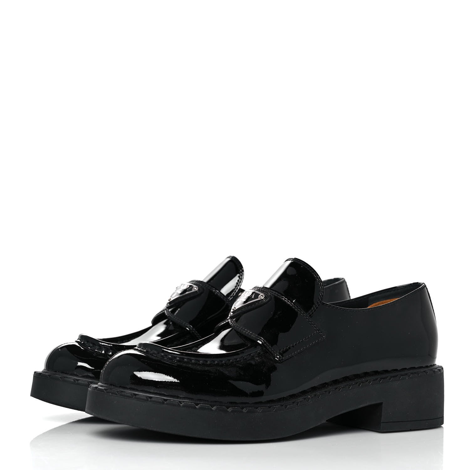 Prada Vernice Triangle 50mm Loafers 39 Black 3 of 9