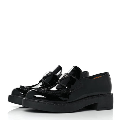 Prada Vernice Triangle 50mm Loafers 39 Black 3 of 9