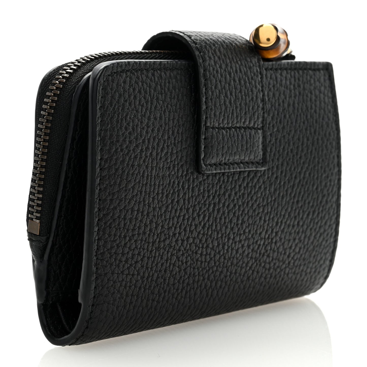 Piuma Calfskin Medium Bamboo Double G Wallet Black