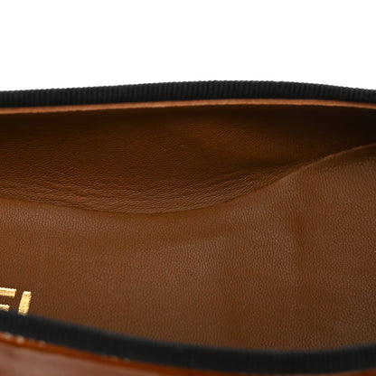 Chanel Patent Calfskin CC Cap Toe Ballerina Flats 37.5 Brown Black 9 of 12