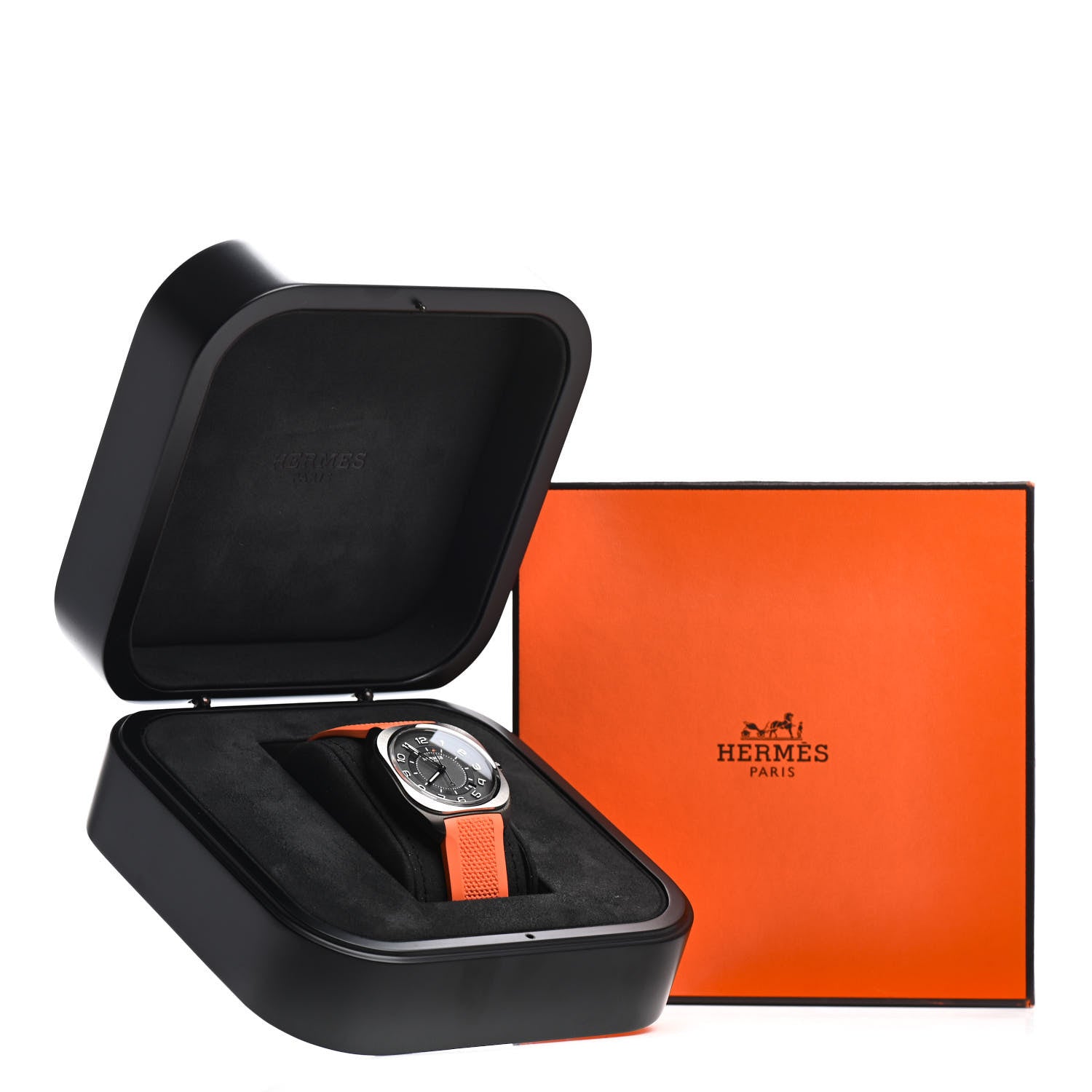 Hermes DLC Coated Titanium Rubber 39mm H08 Automatic Watch Orange 5 of 5