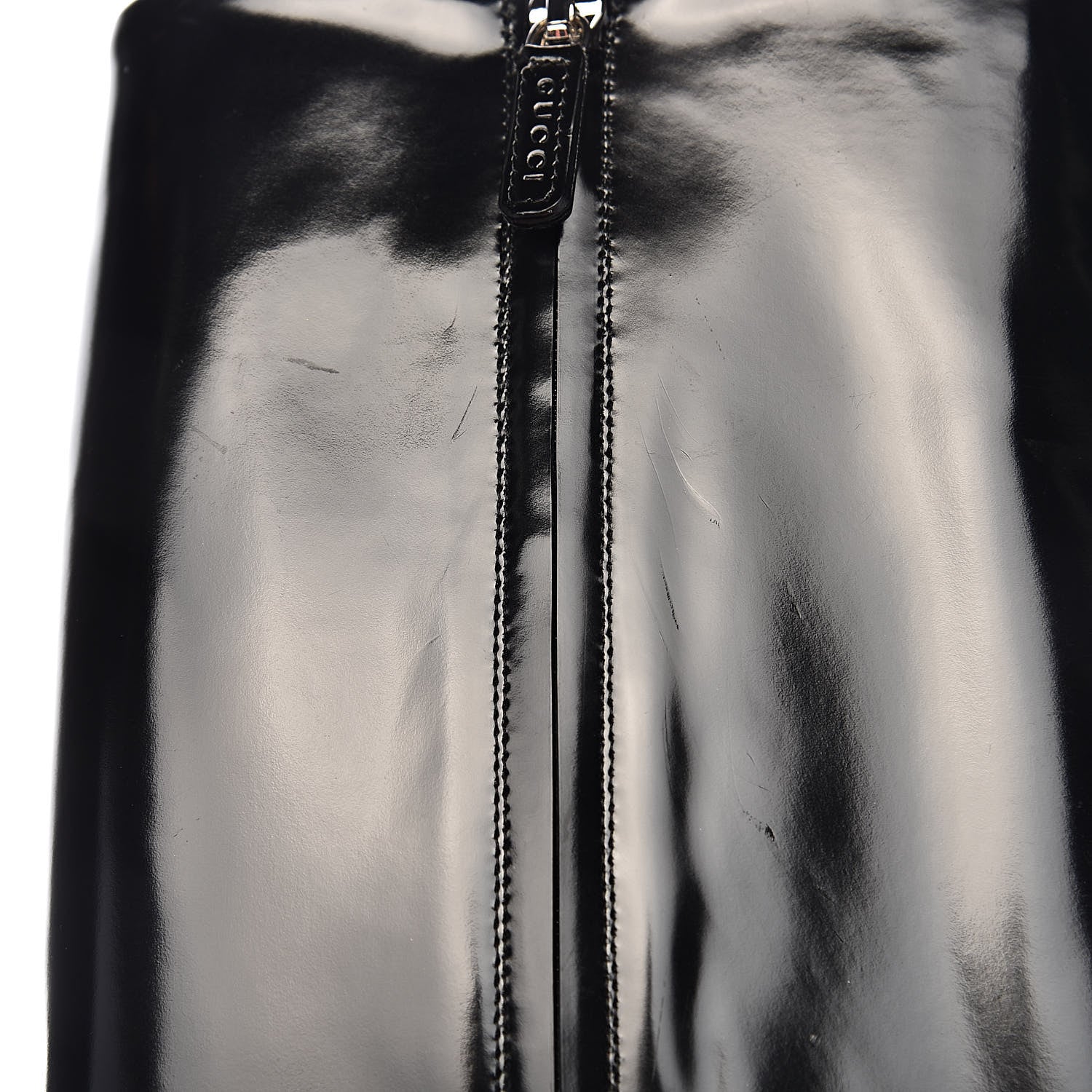 Gucci Patent Lilian Horsebit Knee High Boots 37.5 Black 9 of 12
