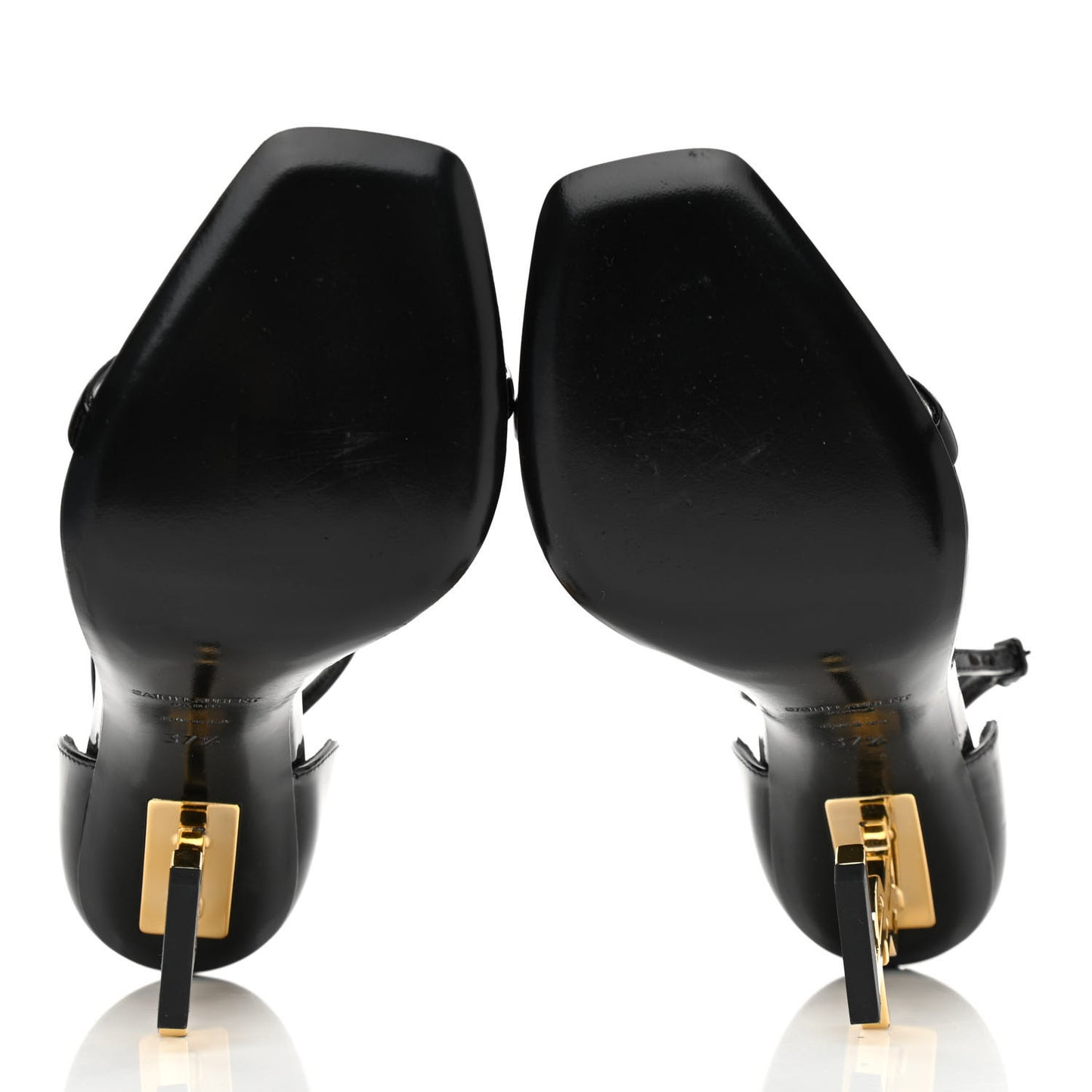 Patent Calfskin Opyum 110 Sandals 37.5 Black Gold