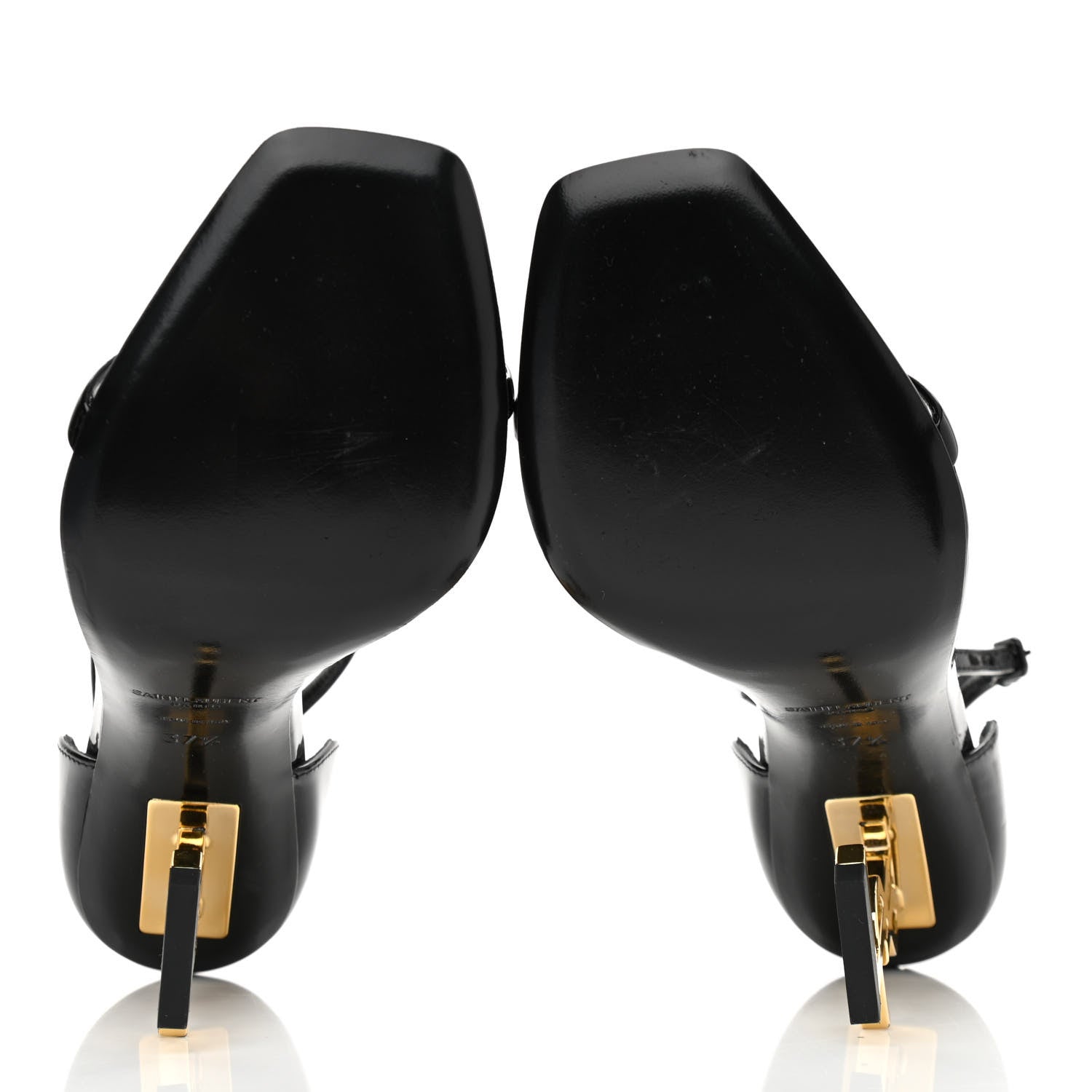 Saint Laurent Patent Calfskin Opyum 110 Sandals 37.5 Black Gold 5 of 7