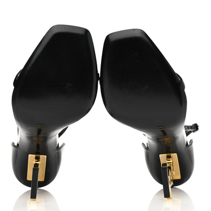 Saint Laurent Patent Calfskin Opyum 110 Sandals 37.5 Black Gold 5 of 7