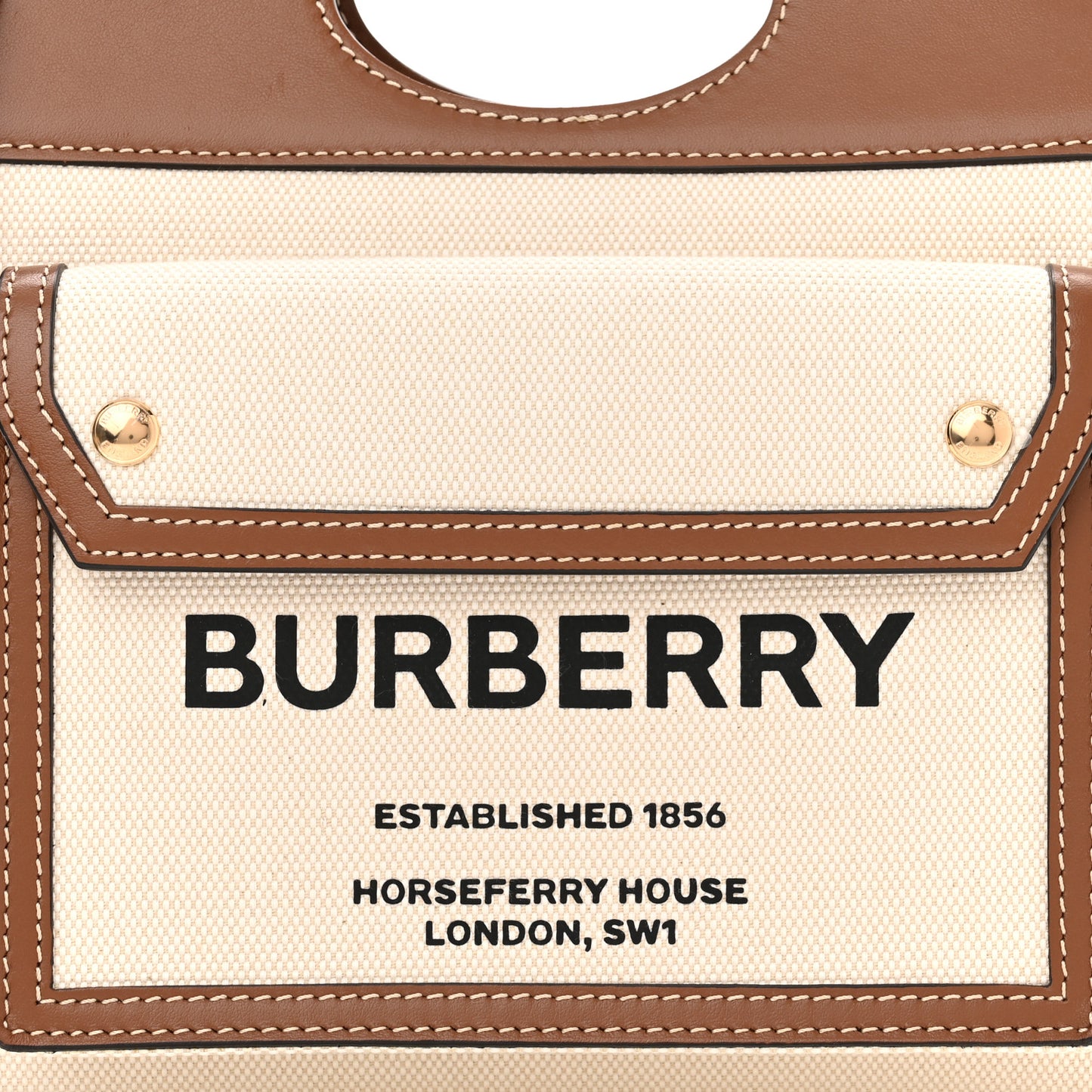 Canvas Smooth Calfskin Two Tone Mini Pocket Bag Natural Malt Brown